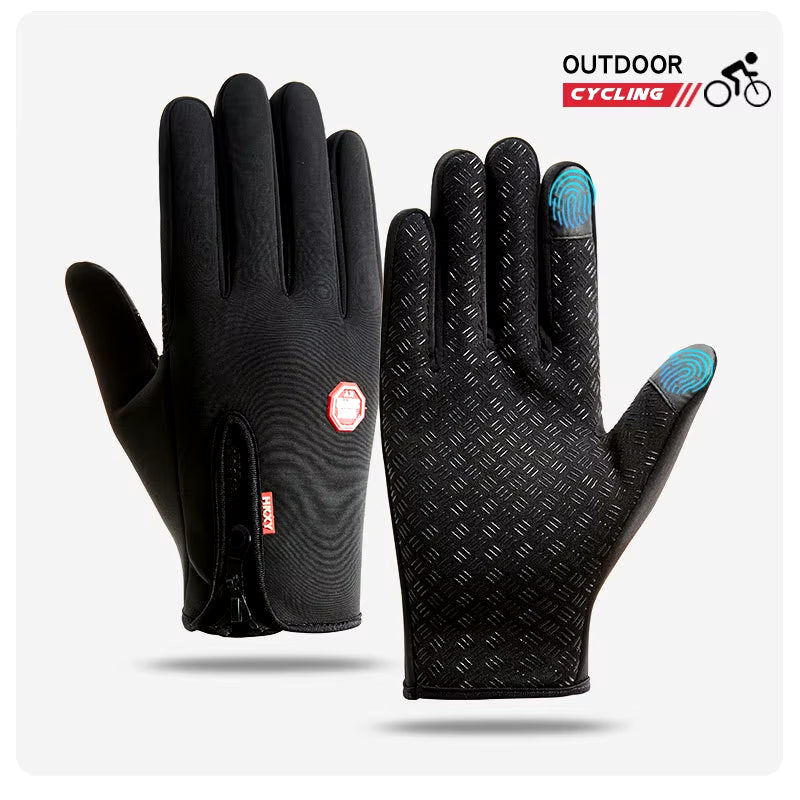 Men'S Cycling Gloves Winter Touchscreen Warm Women Bicycle Gym Outdoor Driving Motorcycle Waterproof Thermal Non-Slip Gloves