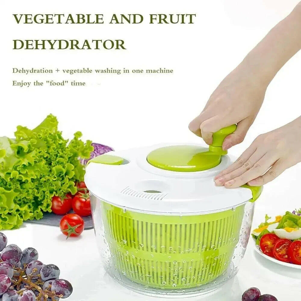 1Pc Salad Spinner Dryer Vegetable Fruit Food Dehydrator Quick Drying Multifunctio Manual Kitchen Household Vegetable Dehydrato