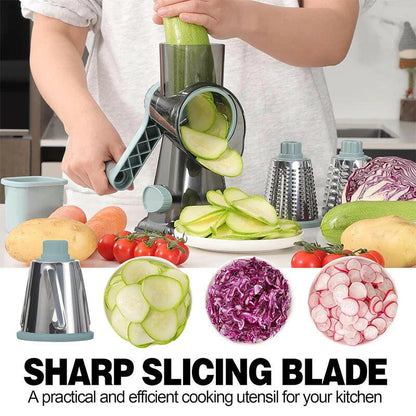 3-in-1 Rotary Cheese Grater & Vegetable Slicer – Manual Shredder for Cheese, Veggies, Nuts, and More