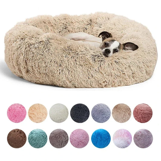 Cozy Round Pet Bed (40-90cm) for Large Dogs & Cats - Ultra-Soft Plush, Winter Warm Sleeping Nest