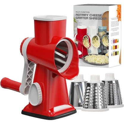 3-in-1 Rotary Cheese Grater & Vegetable Slicer – Manual Shredder for Cheese, Veggies, Nuts, and More