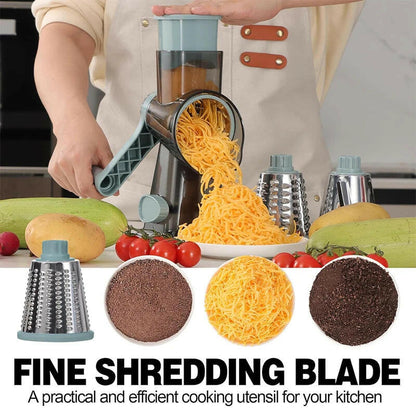 3-in-1 Rotary Cheese Grater & Vegetable Slicer – Manual Shredder for Cheese, Veggies, Nuts, and More