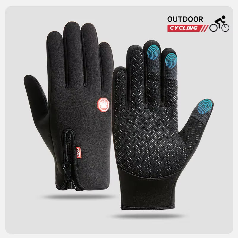 Men'S Cycling Gloves Winter Touchscreen Warm Women Bicycle Gym Outdoor Driving Motorcycle Waterproof Thermal Non-Slip Gloves