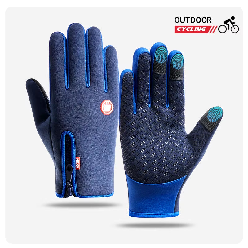 Men'S Cycling Gloves Winter Touchscreen Warm Women Bicycle Gym Outdoor Driving Motorcycle Waterproof Thermal Non-Slip Gloves